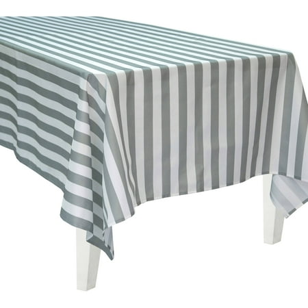 Grad Table Cover - Bigbolo Gray and White Striped Rectangular Polyester Tablecover