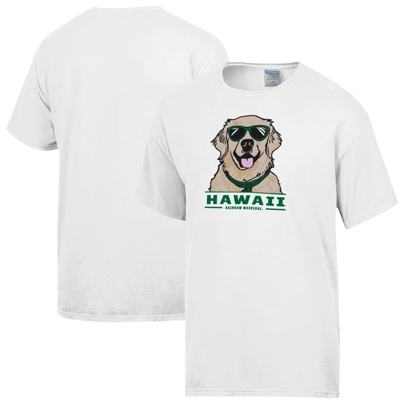 Men's ComfortWash White Hawaii Rainbow Warriors Dog T-Shirt