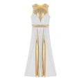 thumbnail image 3 of Alvivi Women Metallic Gold Sleeveless Praise Dance Dress Full Length Liturgical Worship Costume White XXL, 3 of 5