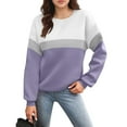 thumbnail image 3 of Dwellite Oversized Crewneck Sweatshirt Women Cute Plain Fleece Pullover Sweatshirts No Hood Casual Fall Long Sleeve Tops with Pocket Purple XL, 3 of 5