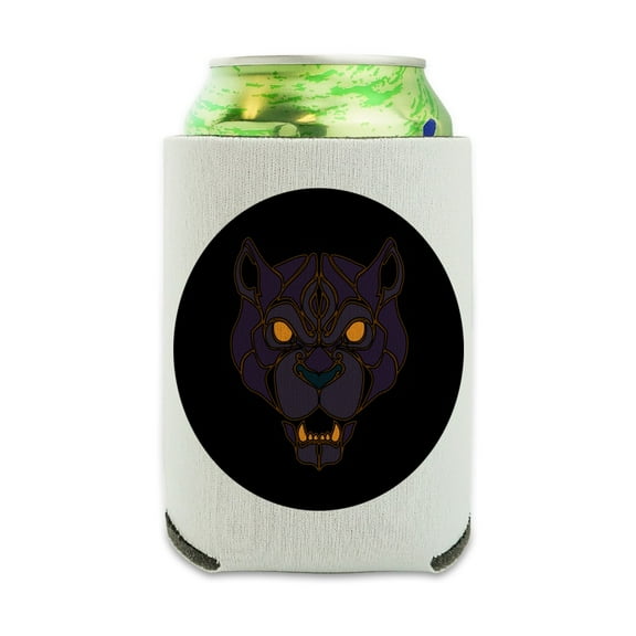 Black Panther Leopard Jaguar Face Tribal Can Cooler - Drink Sleeve Hugger Collapsible Insulator - Beverage Insulated Holder