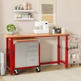 thumbnail image 6 of Seville Classics UltraHD® Heavy Duty Rolling Cabinet Workbench Table w/ Solid Wood Top, Workstation for Garage, Office, Workshop, Red, 1-Door, 4-Drawer (28" W x 25" D), 6 of 14