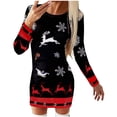 thumbnail image 4 of BLTIBY Christmas Sweatshirt Dress for Women 2024 Xmas Print Autumn Winter Round Neck Casual Soft Long Sleeve Fashion Pullover Dresses Outfit Trendy Black 2 XXL, 4 of 6