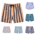 thumbnail image 4 of Turilly Men's Summer Shorts Cargo Shorts Big TallCasual Stripe Printing Short Drawstring Elastic Waist Shorts Pants 2XL, 4 of 4