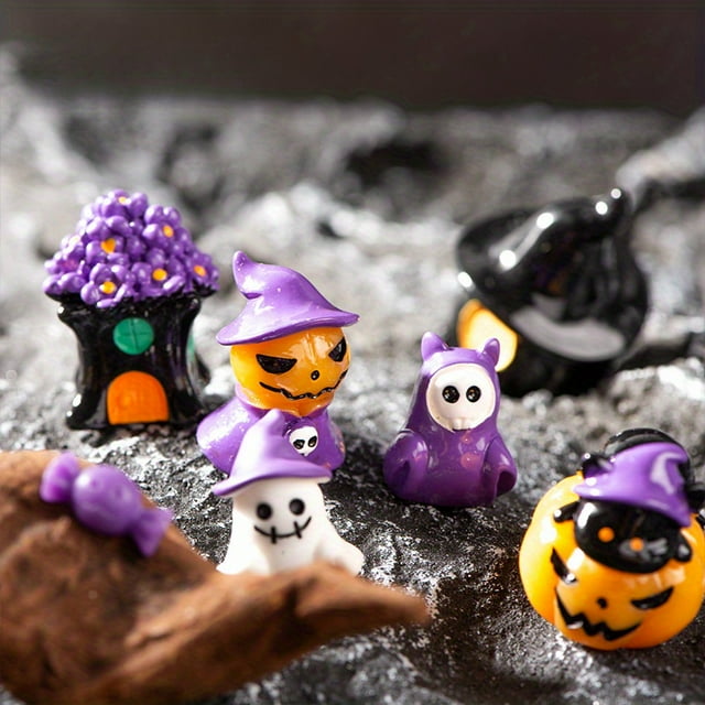 Enchanted Miniature Halloween & Easter Decor Set - Mummy, Skull, Rabbit, Haunted House, Ghost Pumpkin Figurines - Perfect For Home, Office, And Party Decoration Halloween Decorations Halloween Decor
