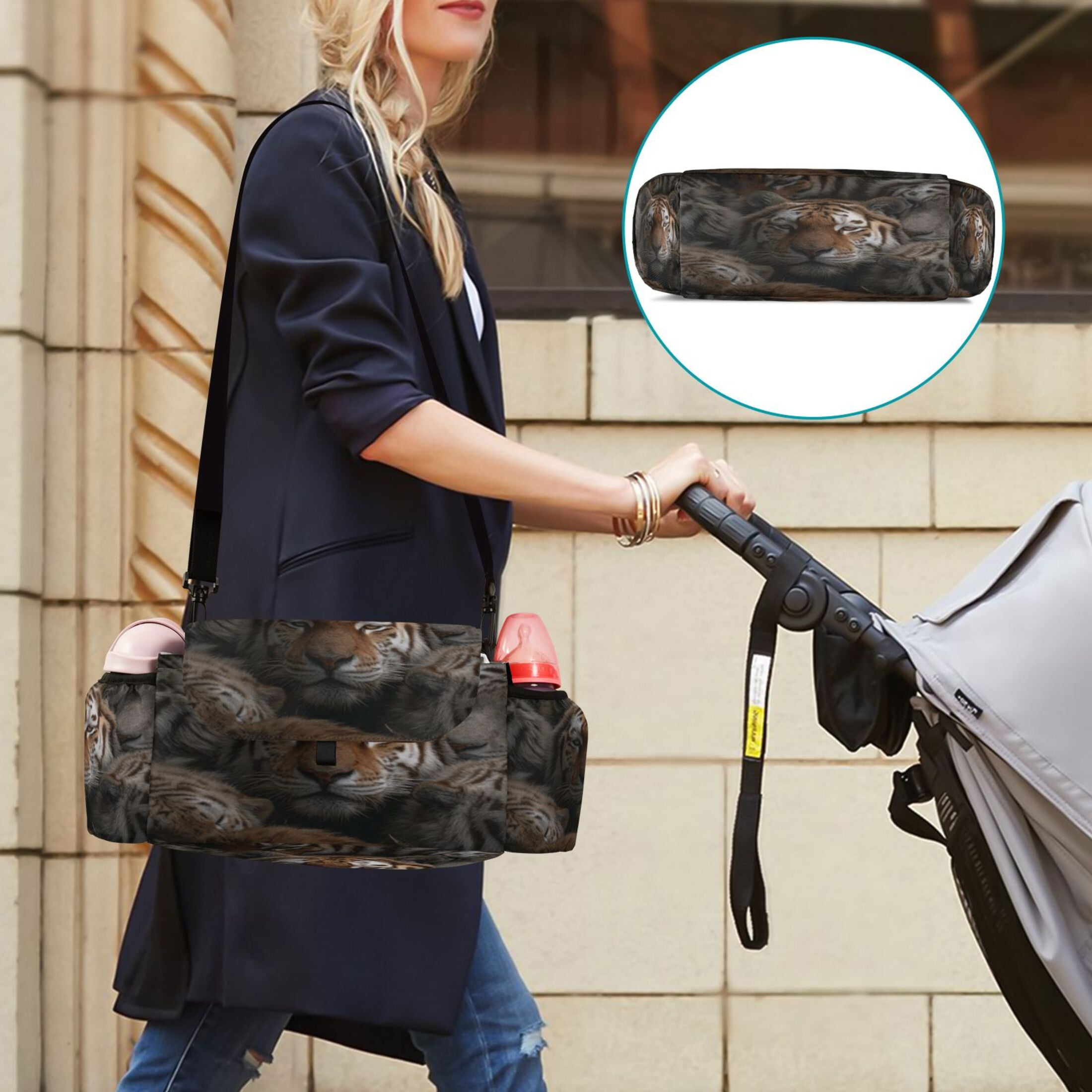 DIXRUYEE Stroller Organizer Tiger Cluster Printed
