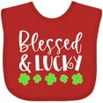 thumbnail image 3 of Inktastic Blessed and Lucky 4 Leaf Clovers St. Patrick's Day Boys or Girls Baby Bib, 3 of 4