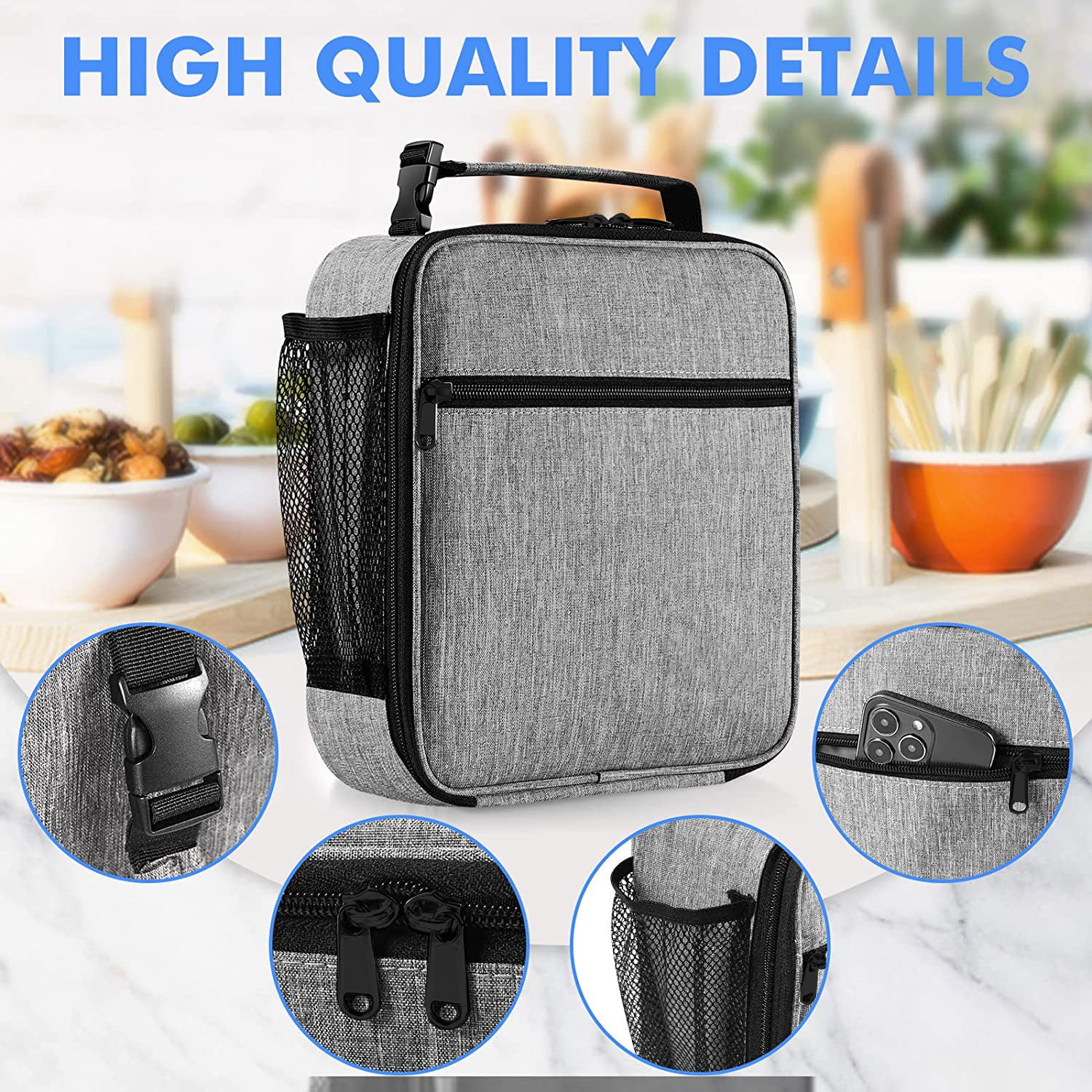 Reusable Insulated Thermal Lunch Bag Cute Lunch Box For Teens Boys Girls  Adult Women Work School Outdoor Travel Picnic Beach BBQ Party