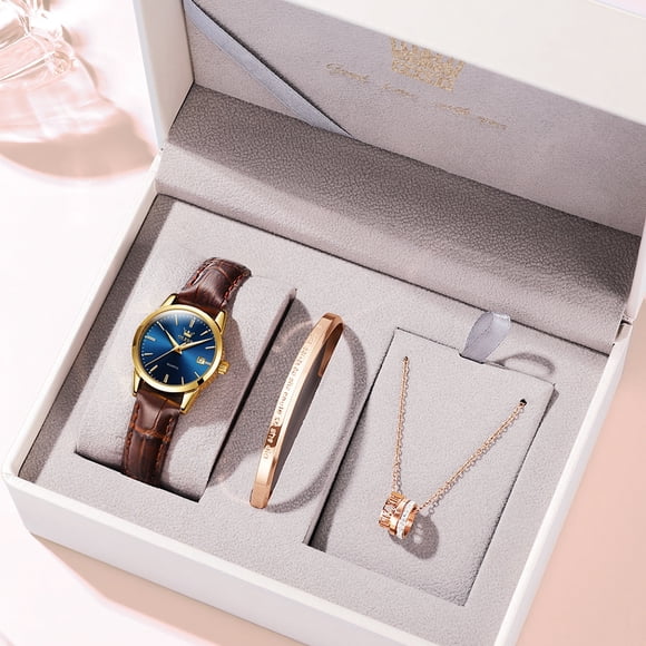 OLEVS Top Brand Quartz Women Watches Waterproof Leather Strap Fashion Women Watch Date Clock Gift for Women