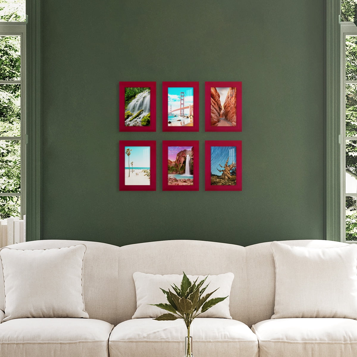 Wexford Home Woodgrain 5" x 7" Cherry Red Picture Frame (Set of 6)