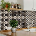 thumbnail image 3 of Mi Alma Removable Vinyl Floral Black Brown Backsplash Tile Stickers, 24pcs, 3 of 11