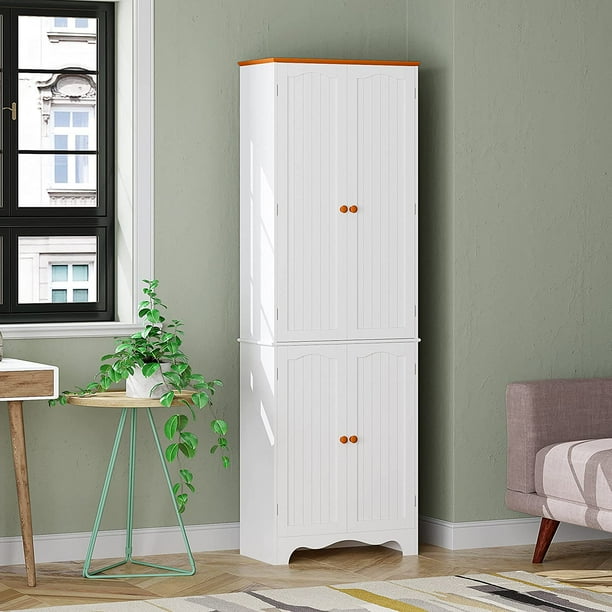 Homefort 72 Freestanding Tall Pantry Cabinet Kitchen With 2 Large Cabinets And Adjustable Shelves Door Floor Storage For Additional Space 05 H X 24 02 W 12 D Com Pantry Cabinet Kitchen, For Living 2 Door Pantry Storage Cabinet White