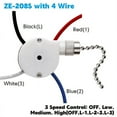 thumbnail image 2 of 3 Pcs Ze-208S E89885 3 Speed 4 Wire Pull Chain Switch Ceiling Fan Light Switch Replacement Part,A, 2 of 7