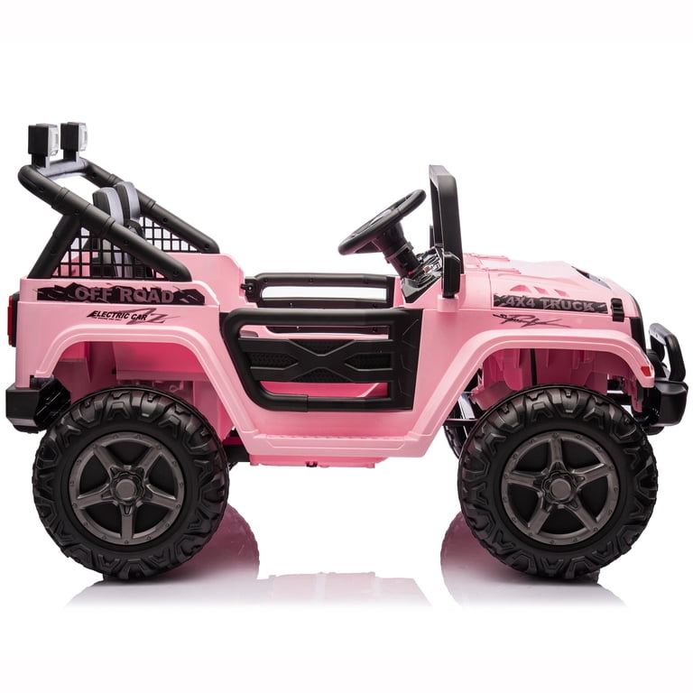 MOEYURO 24V XL Ride-On Car W/ Remote - 2 Seater, 4WD Big Truck For Kids (Pink)