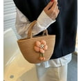 thumbnail image 4 of Kukuzhu Women Straw Mini Tote Bag Cute Colorful Flower Beach Handbag Summer Woven Handmade Elegant Travel Purse, 4 of 7