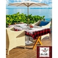 thumbnail image 4 of Red Plaid Christmas Outdoor Tablecloth - 60x84 Inch Rectangle Dining Table Cover, Snowman Xmas Berry Birds Waterproof Outdoor Table Cloth with Umbrella Hole & Zipper for Picnic/Patio/Party, 4 of 5
