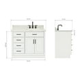 thumbnail image 3 of Ariel Hepburn 43 In. Right Offset Rectangle Sink Vanity With 1.5 In. Carrara White Countertop In White, 3 of 9