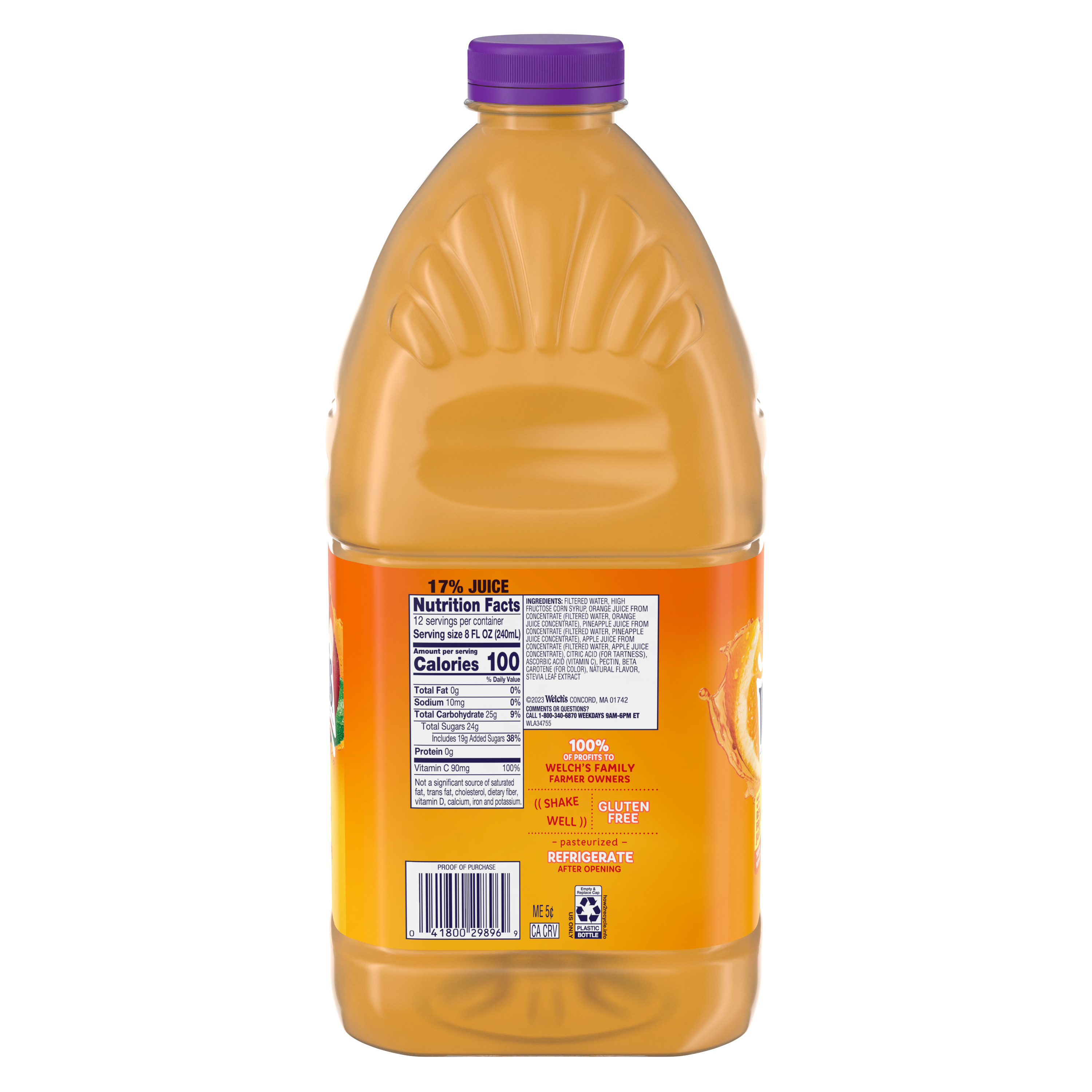 Welch's Orange Pineapple Apple Juice Cocktail, 96 fl oz Bottle - image 4 of 8