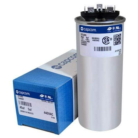 

GE / Genteq 27L889 97F9851 - 45 5 Uf MFD 440 Volt VAC Genteq Replacement Round Dual Run Capacitor