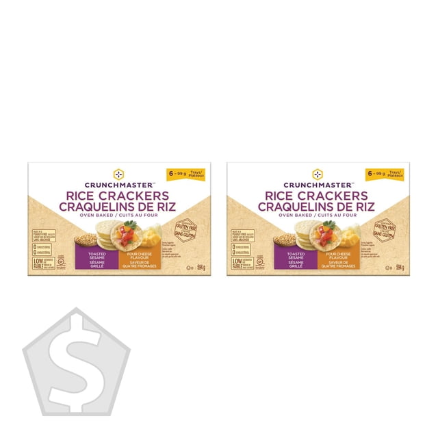 Crunchmaster Artisan Four Cheese Rice Crackers, 595 g (Pack of 2), 1.19 kg Total