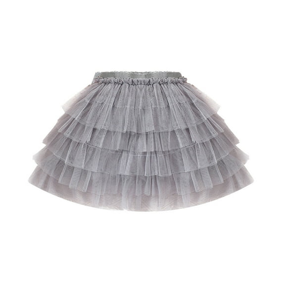 adviicd Skater Skirt Girls Tutu Skirt Elastic Tulle Stripe Skirt (Grey,12-18 Months)