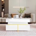 thumbnail image 2 of Coffee Table, High-Gloss Living Room Table, Side Table with Drawers and Gold Accents, 2 of 8