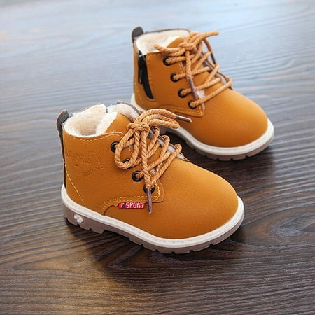 

QWZNDZGR 2 Style Inside Material Plush Kids Winter Boots Cotton Fabric Spring Autumn Children Shoes Baby Toddler Boys Girls Boots
