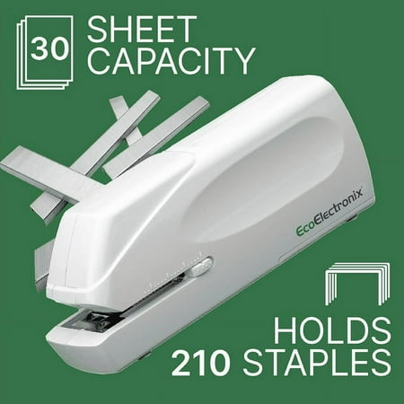 EcoElectronix EX-25 Automatic Electric Stapler, White