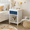 White Navy, variant on 26.77"H Wooden Nightstand with One Drawer One Shelf for Kids, Adults, Gray+Silver handle