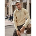 thumbnail image 5 of Coshow Men's Quarter Zip Up Pullover Slim Fit Mock Neck Long Sleeve Sweaters Casual Polo Sweatshirt, 5 of 7