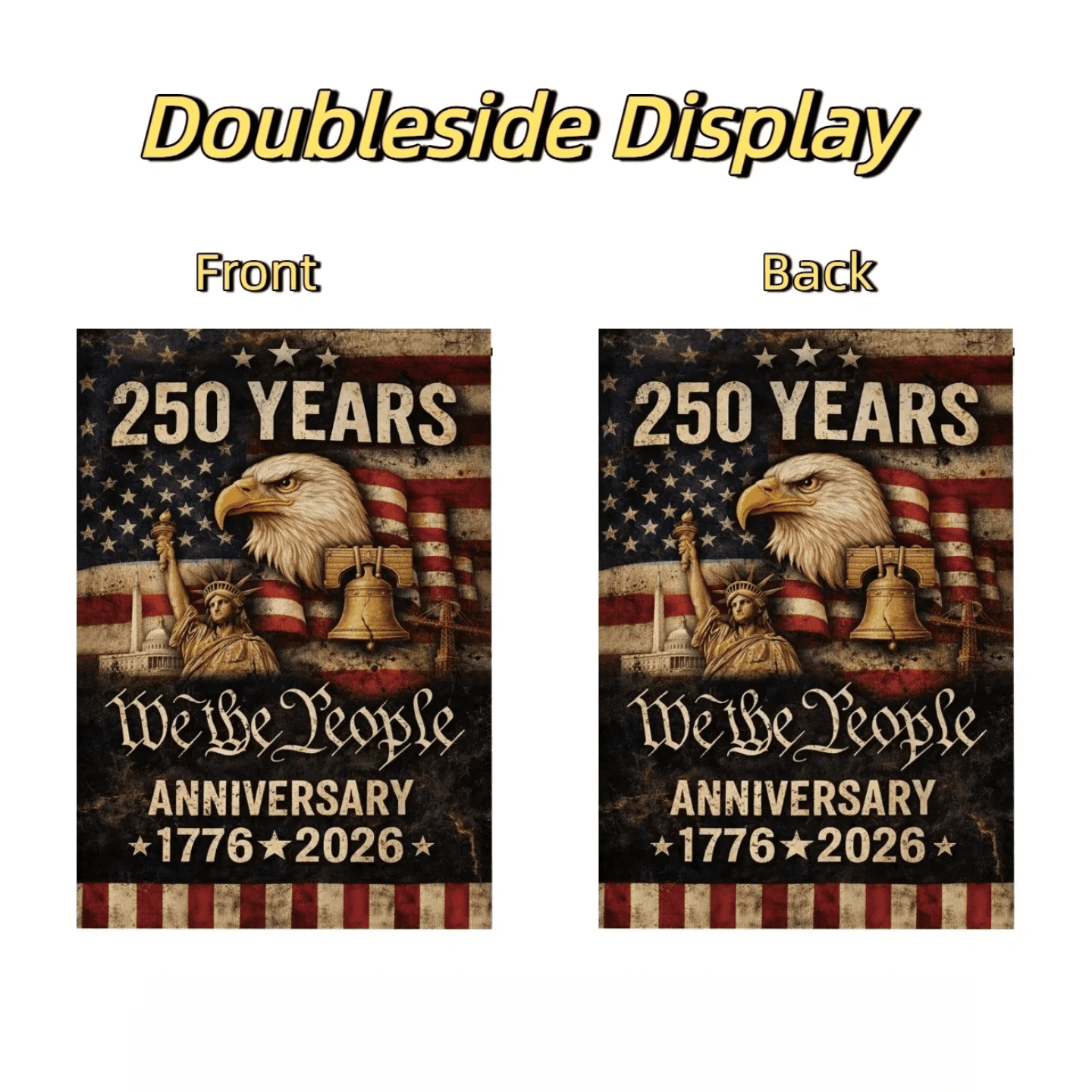 10pcs 250th Anniversary Flag 250 Years Anniversary Flags WE THE PEOPLE 1776-2026 Patriotic Flags for Outdoor Lawn Garden Decor Doubleside Linen