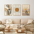 thumbnail image 3 of Boho Framed Canvas Wall Art Prints, Set of 3 Mid Century Modern Wall Decor, Nature Plants Desert Sun Art Paintings, Bohemian Artwork for Living Room, Bedroom, Dining Room, Office - 16"x24"x3, 3 of 5