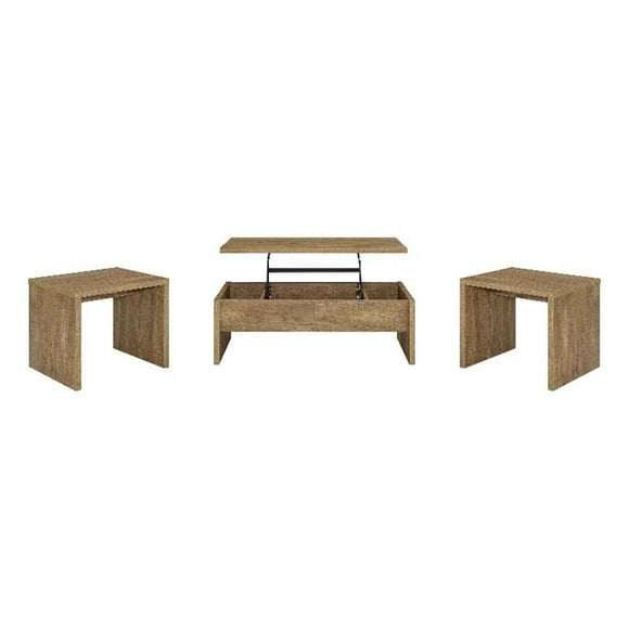 Coaster Ensemble de 3 Tables Basses Relevables en Bois d'Ingénierie, Couleur Mangue