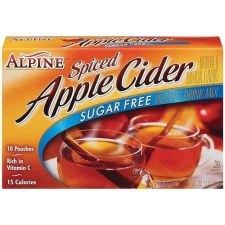 Spiced Cider - Alpine Spiced Apple Cider Sugar Free Instant Drink Mix 10 Ct (Pack of 12)