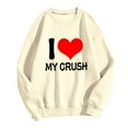 thumbnail image 1 of Bmisegm Sweat à Capuche Imprimé pour Femmes Col Rond Manches Longues Pull Décontracté pour Femmes Beige m, 1 of 3