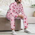 thumbnail image 7 of Salouo Strawberry And Heart Print Button-Front Long Sleeve Pajama Set for Men, Soft 2Pjs Men's Long Sleeve Sleepwear-Medium, 7 of 7
