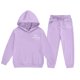 thumbnail image 4 of Sudadera con capucha larga con estampado pequeño en forma de corazón para niños y pantalones deportivos con lazo en las piernas, conjunto deportivo informal de dos piezas con forro polar para mayor ca, 4 of 4