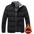 thumbnail image 4 of Lyinloo Winter Coat Down Cotton Jacket Men's Solid Color Short Coat Stand Collar Cotton Jacket Black XXL, 4 of 6