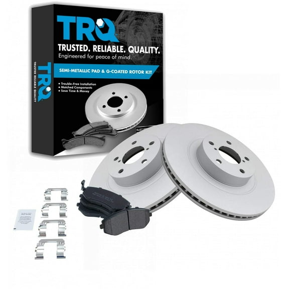 TRQ Front Brake Pad & Rotor Kit Brake Pads Brake Rotor Semi-Metallic Premium G-Coated Fits Select 2004-2006 Subaru Baja 2009-2010 Forester 2008-2010 Impreza 2006-2012 Legacy 2005-2012 Outback