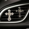 thumbnail image 3 of Clip de metal para perfume de coche, con forma de cruz de diamantes de imitación, para decoración del coche, accesorio para el coche, 3 of 6