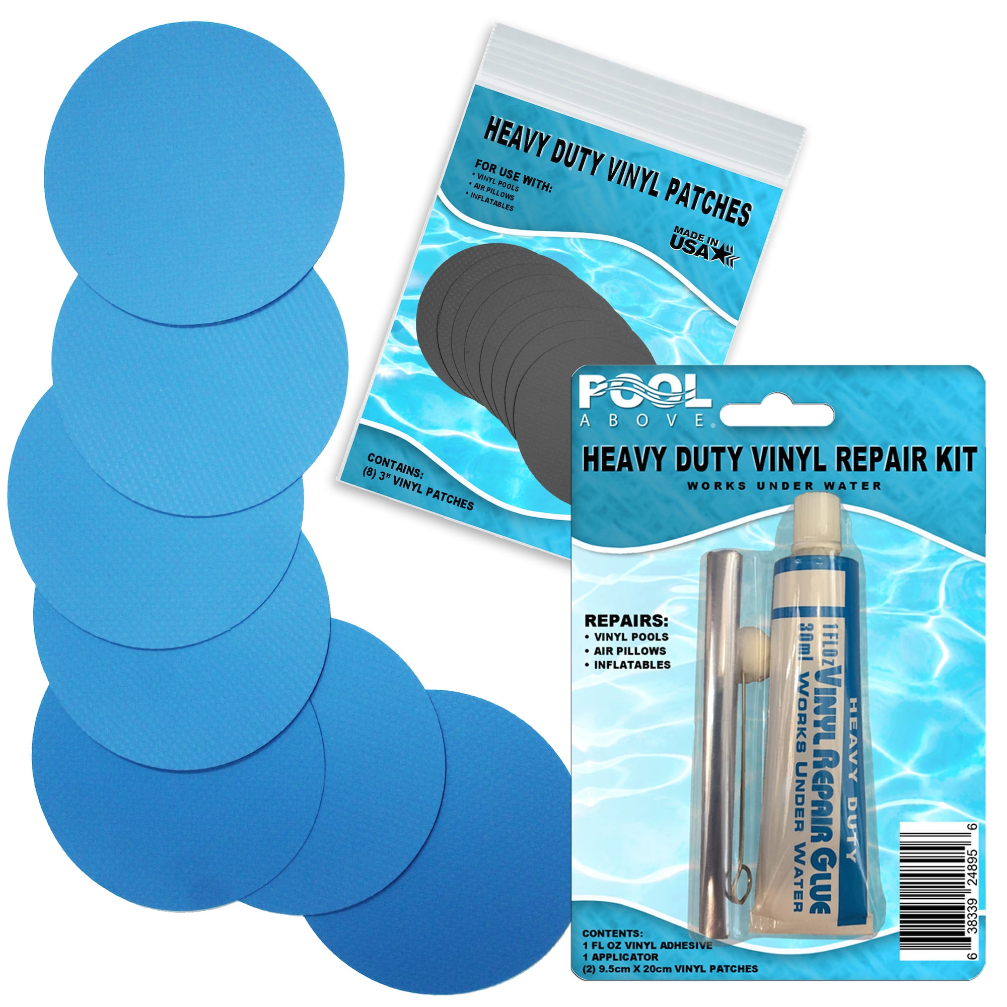 Heavy Duty Blue Vinyl Patch Kit for Boats Inflatables Pools and Liner