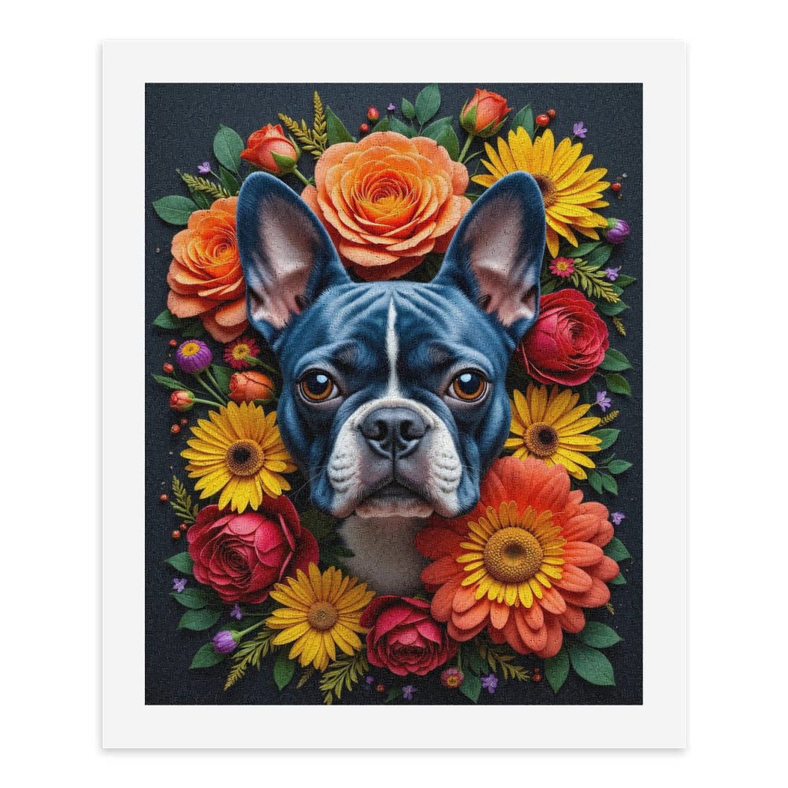 Paint By Numbers Kit for Adults Beginner - DIY Dog Floral Wreath Art Composition Canvas Painting Kits for Adults, Frameless Paint By Number for Adults for Home Wall Decor 16x20 Inch