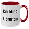 thumbnail image 2 of Librarian Life Certified Funny Gifts for Her Librarian Birthday Unique Two Tone Coffee Mugs Red White Navy Pink Options, 2 of 4