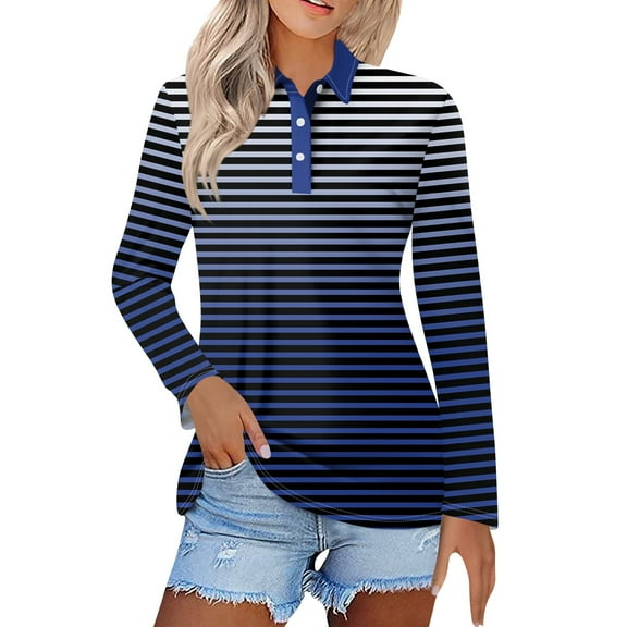 Tops for Women Trendy Women's Fashion Casual Lapel Short Long Sleeve Print Shirt Women's Button Up Tops