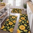 thumbnail image 2 of Black Green Stem Sunflower Pattern Kitchen Rugs Sets Of 3,Kitchen Runner Rugs Non Skid Washable,Decorative Kitchen Floor Mats for Kitchen,Sink,Laundry,17"x30"+ 17"x47" + 17"x59", 2 of 6