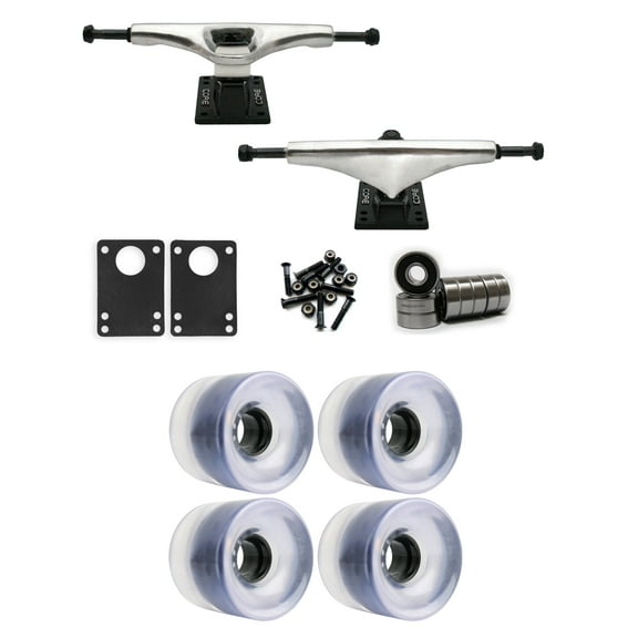 Core 6.0 Longboard Trucks Wheels Package 62mm x 51.5mm 83A Clear