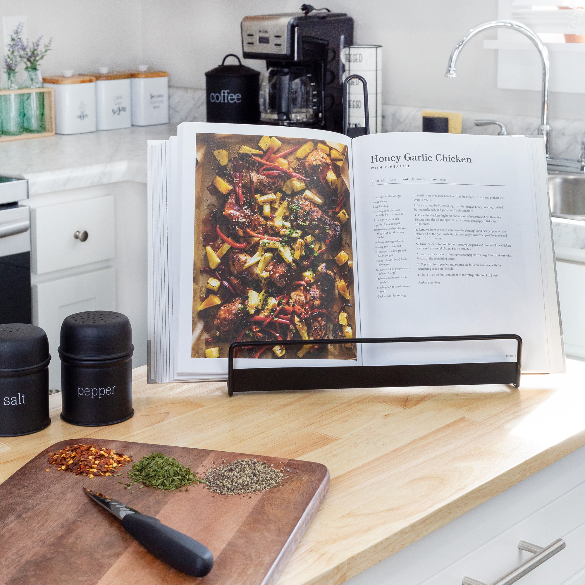 Countertop Black Metal Cookbook Stand, Tabletop Recipe Book and Display  Holder