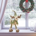 thumbnail image 5 of Christmas Reindeer Doll, Green Fabric Four-Legded Standing Decoration for Holiday Mantle and Tabletop Decor, 5 of 7