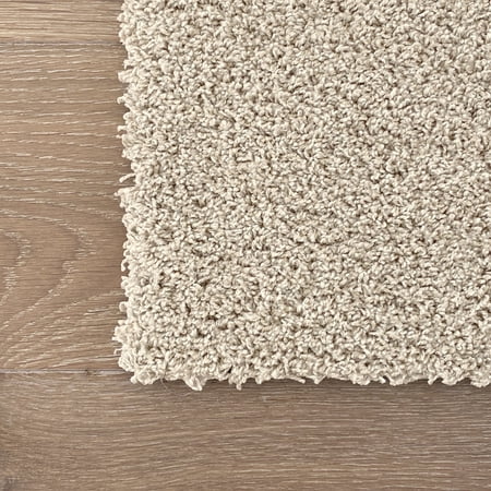 [8" x 8" Sample] 'Plush' Residential Luxury Carpet Tiles / Squares - Light Beige - DIY, Seamless, High-Density Pad, Machine Washable (1 sample/pack)