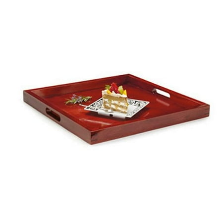 

G.E.T. Wooden Room Service Square Serving Tray with Handles 21 Mahogany